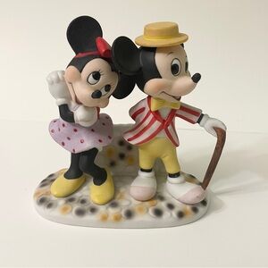 Vtg Disney Mickey & Minnie Barbershop Bisque Porcelain
